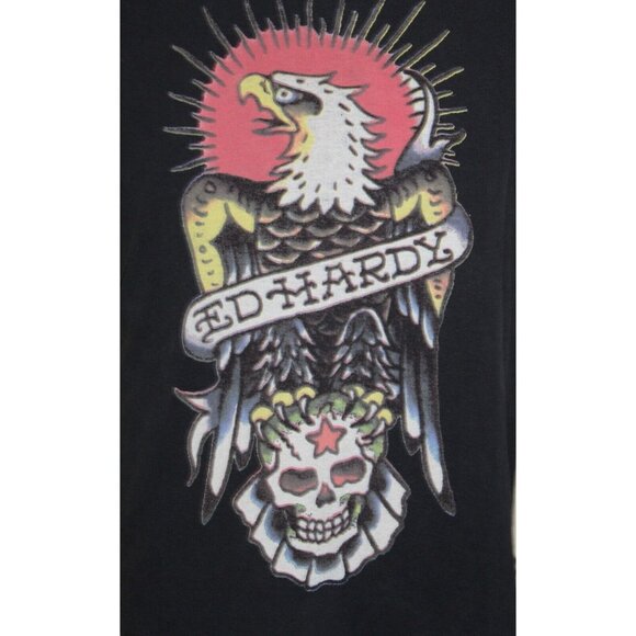 Vintage Ed Hardy T Shirt Mens XL Skull Star Tattoo Art Eagle Black y2k USA - Picture 7 of 7